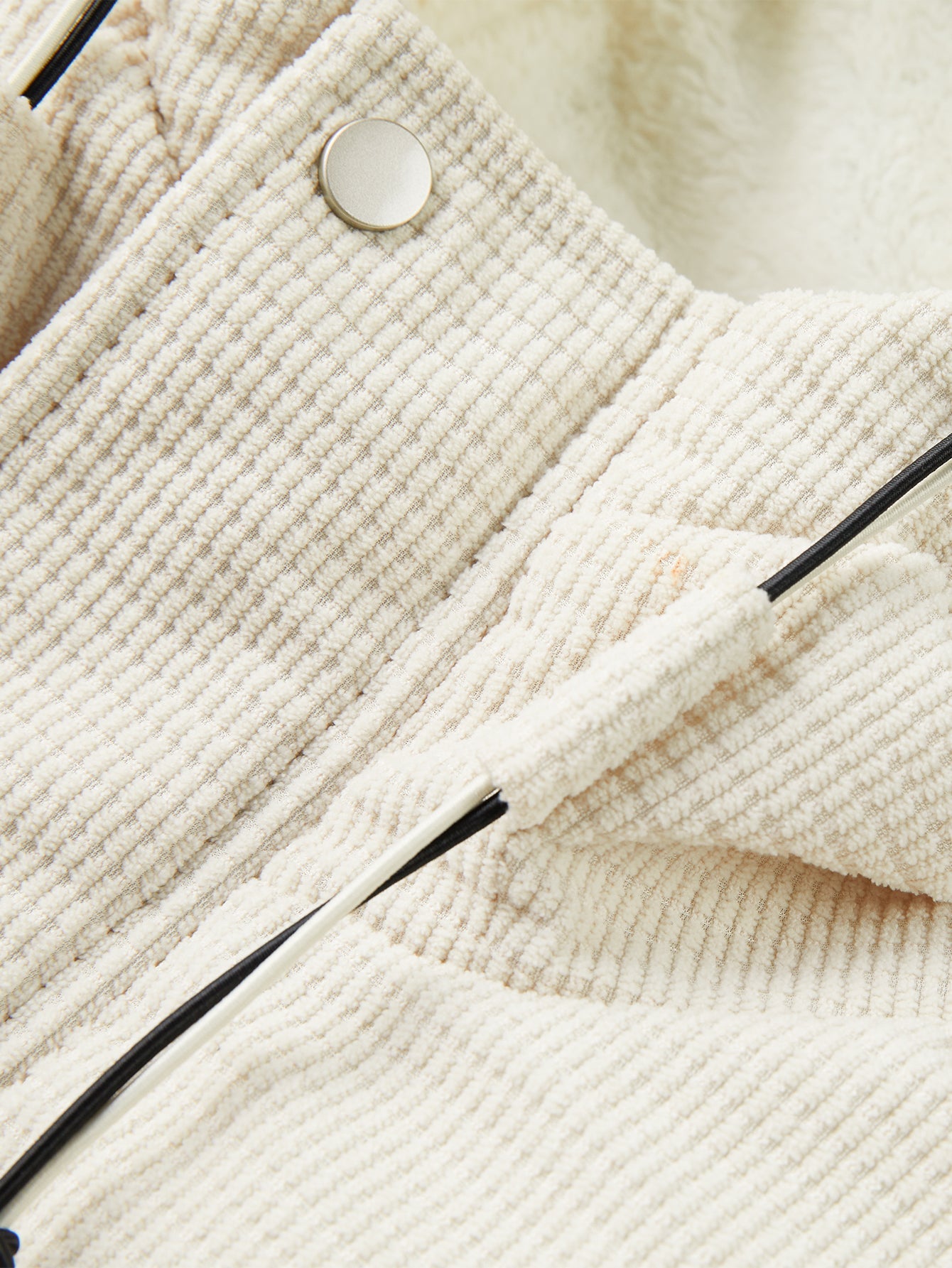 Teddy Lined Corduroy Hooded Puffer Coat