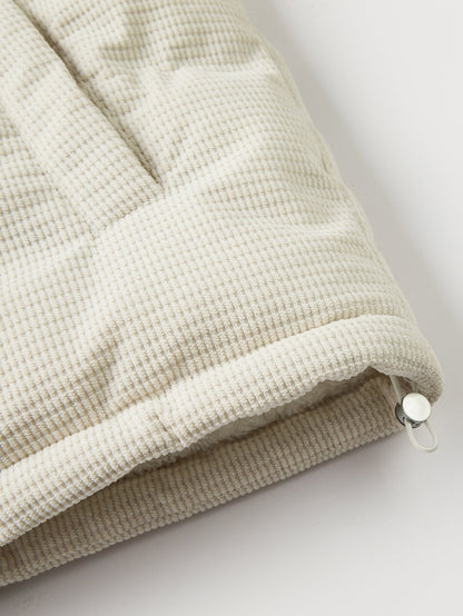 Teddy Lined Corduroy Hooded Puffer Coat