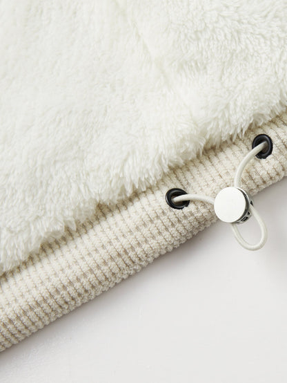 Teddy Lined Corduroy Hooded Puffer Coat