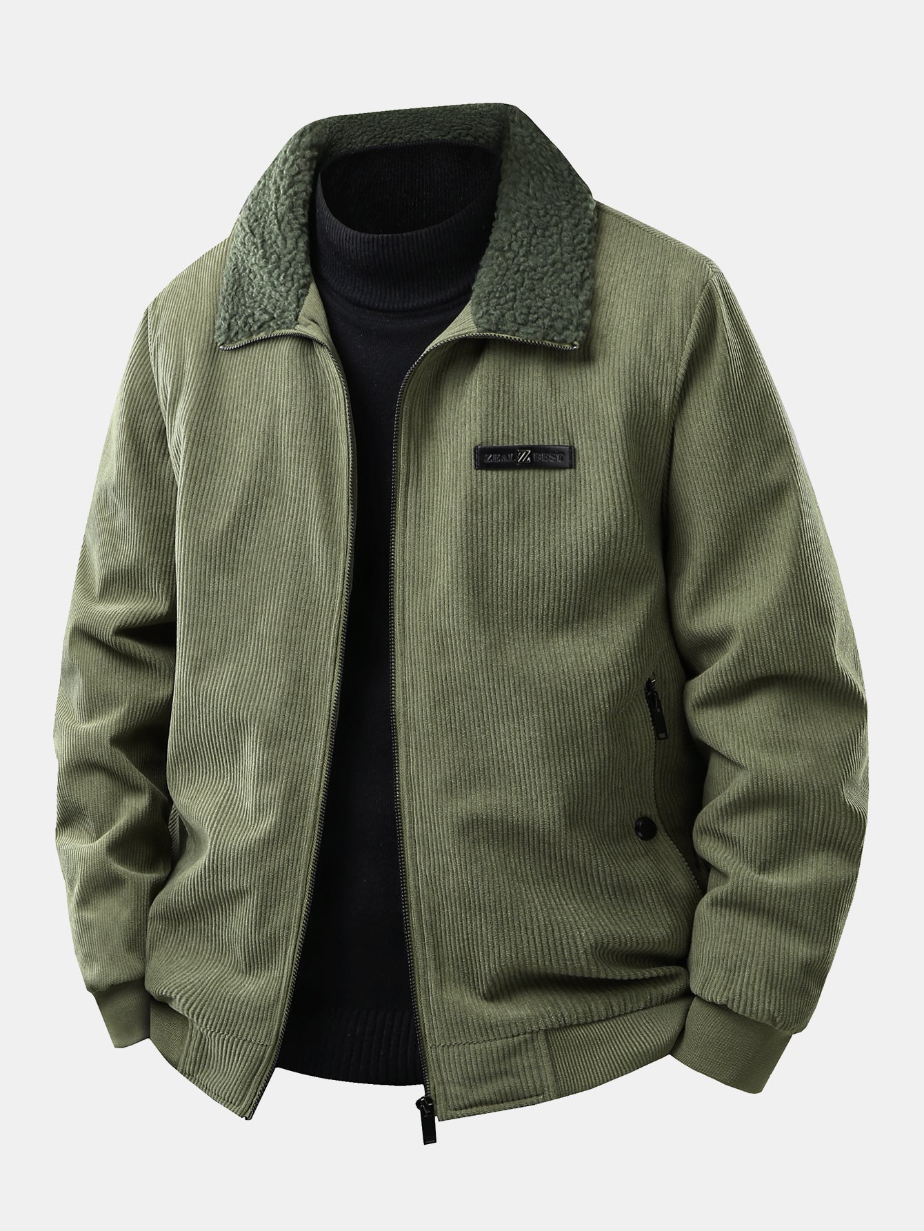 Teddy Lined Zip Up Corduroy Jacket