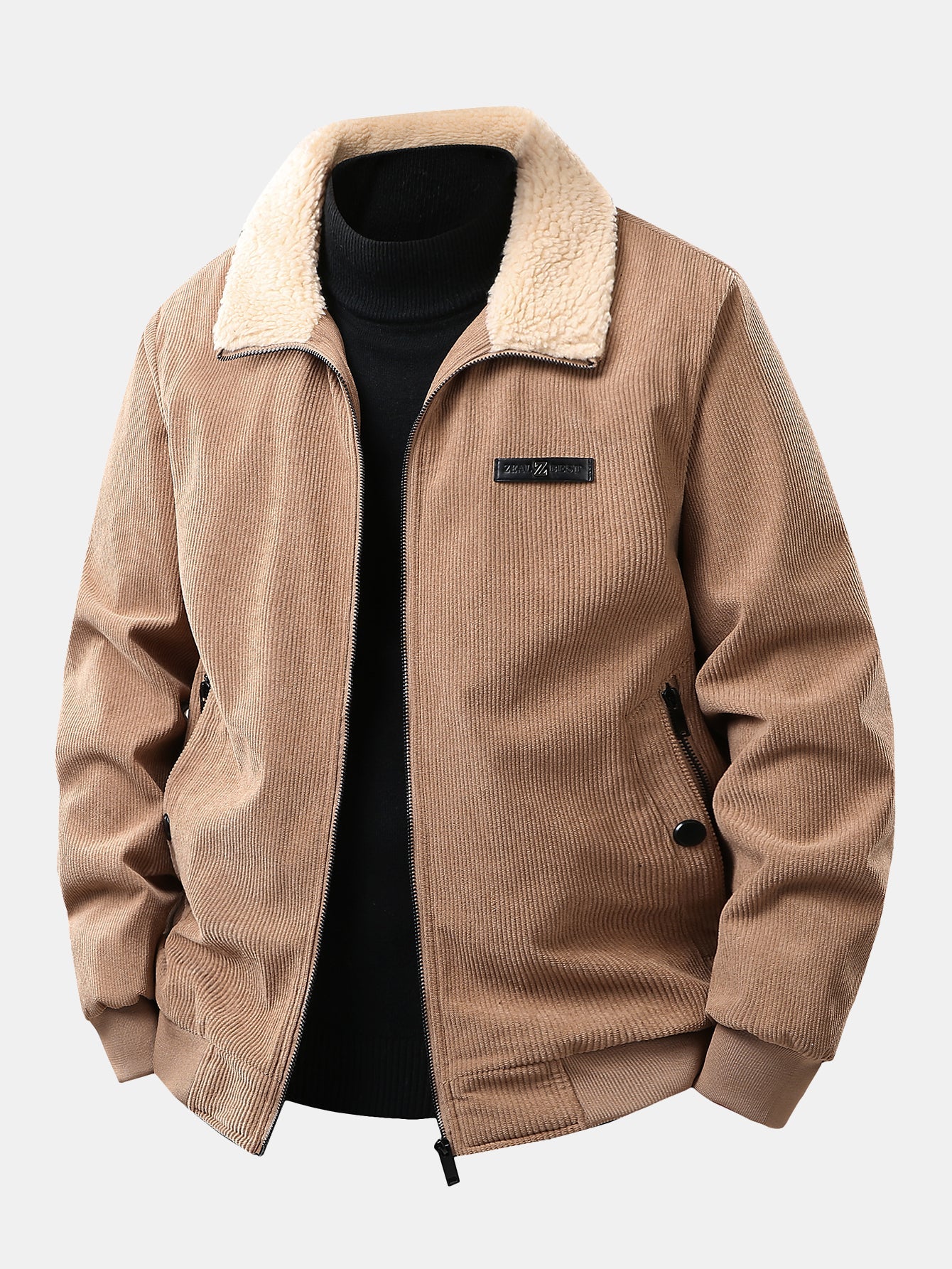 Teddy Lined Zip Up Corduroy Jacket