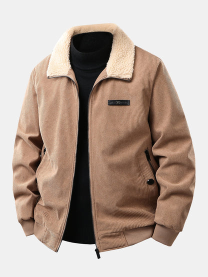 Teddy Lined Zip Up Corduroy Jacket