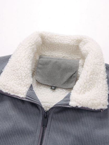 Teddy Lined Zip Up Corduroy Jacket