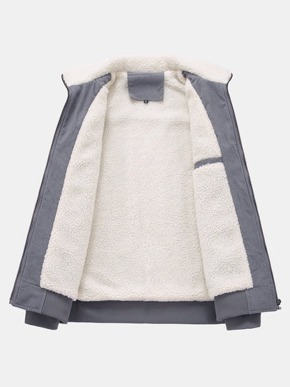 Teddy Lined Zip Up Corduroy Jacket