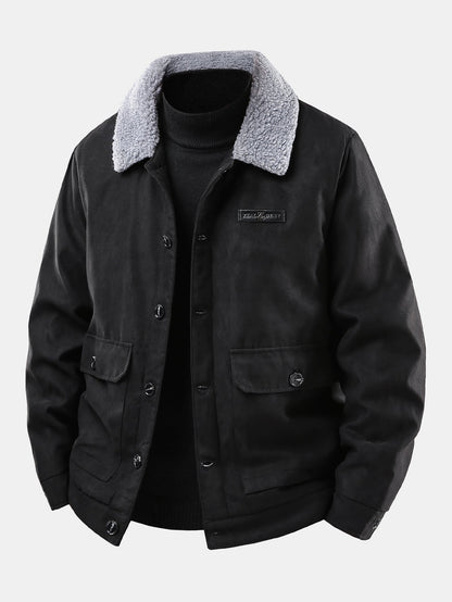 Teddy Lined Suede Jacket With Pockets