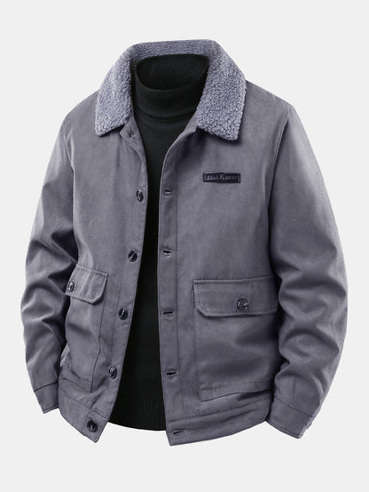 Teddy Lined Suede Jacket With Pockets