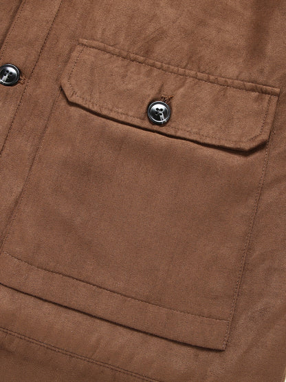 Teddy Lined Suede Jacket With Pockets
