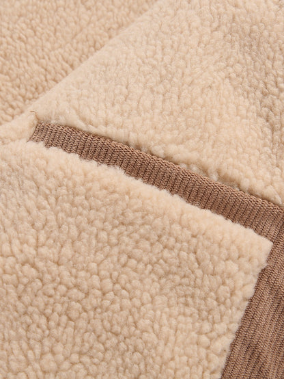 Teddy Lined Zip Up Corduroy Jacket With Pockets