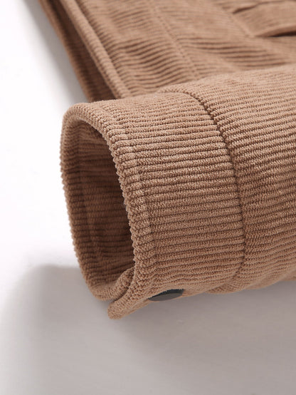 Teddy Lined Zip Up Corduroy Jacket With Pockets