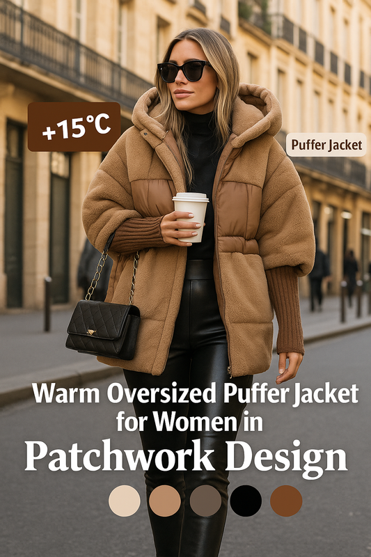 Damen Oversized Puffer jacket Patchwork-Design