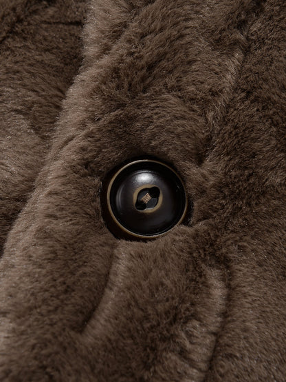 Faux  Fur Shawl Collar Long Line Coat