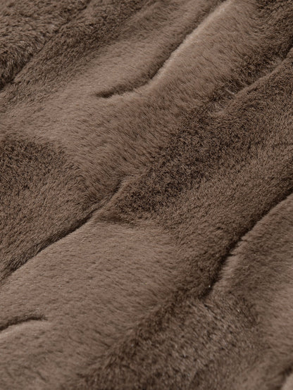 Faux  Fur Shawl Collar Long Line Coat