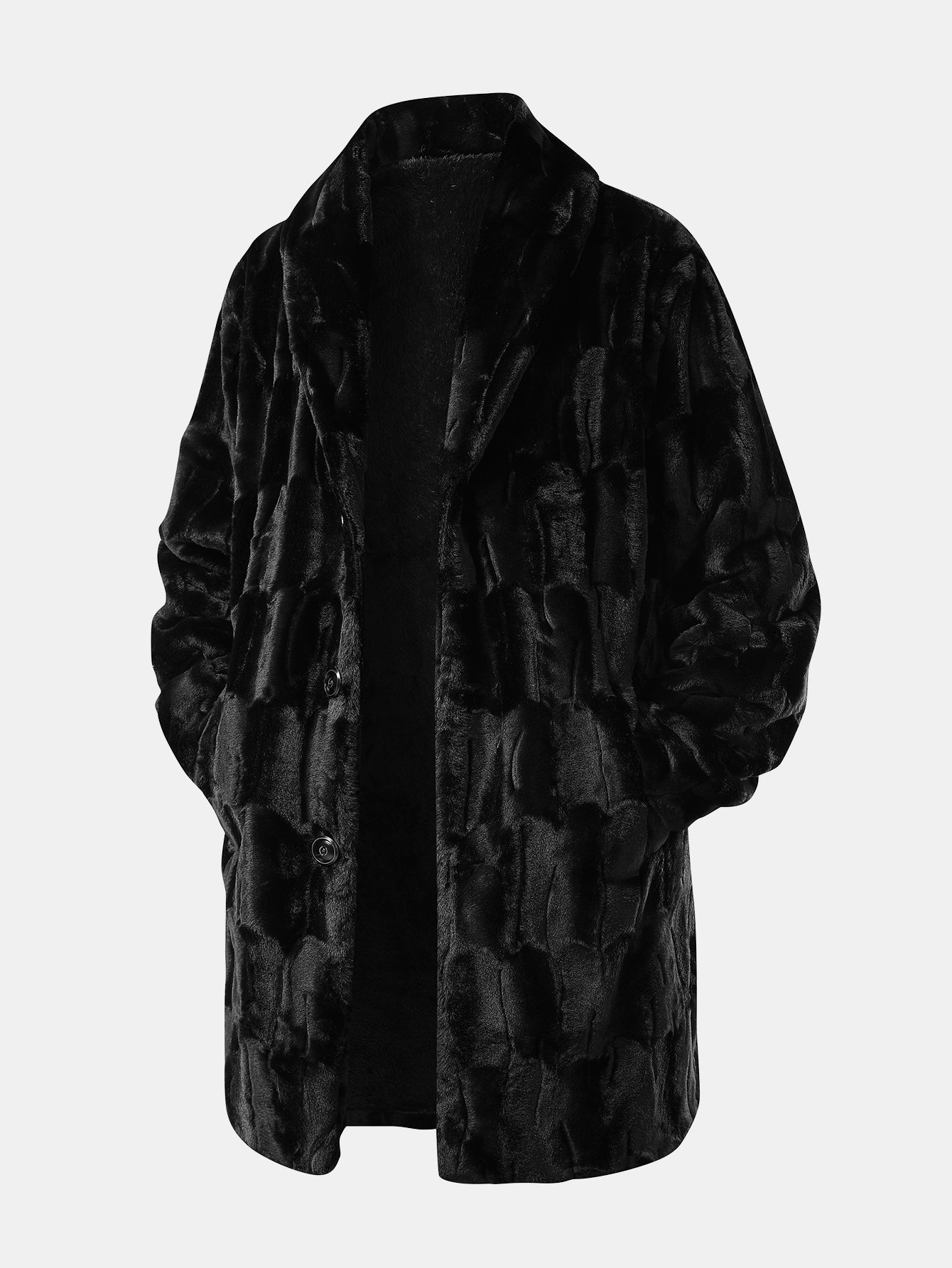 Faux  Fur Shawl Collar Long Line Coat