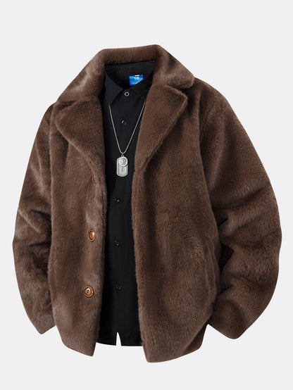 Faux Fur Notch Lapel Coat