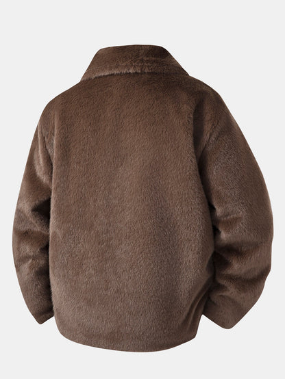 Faux Fur Notch Lapel Coat