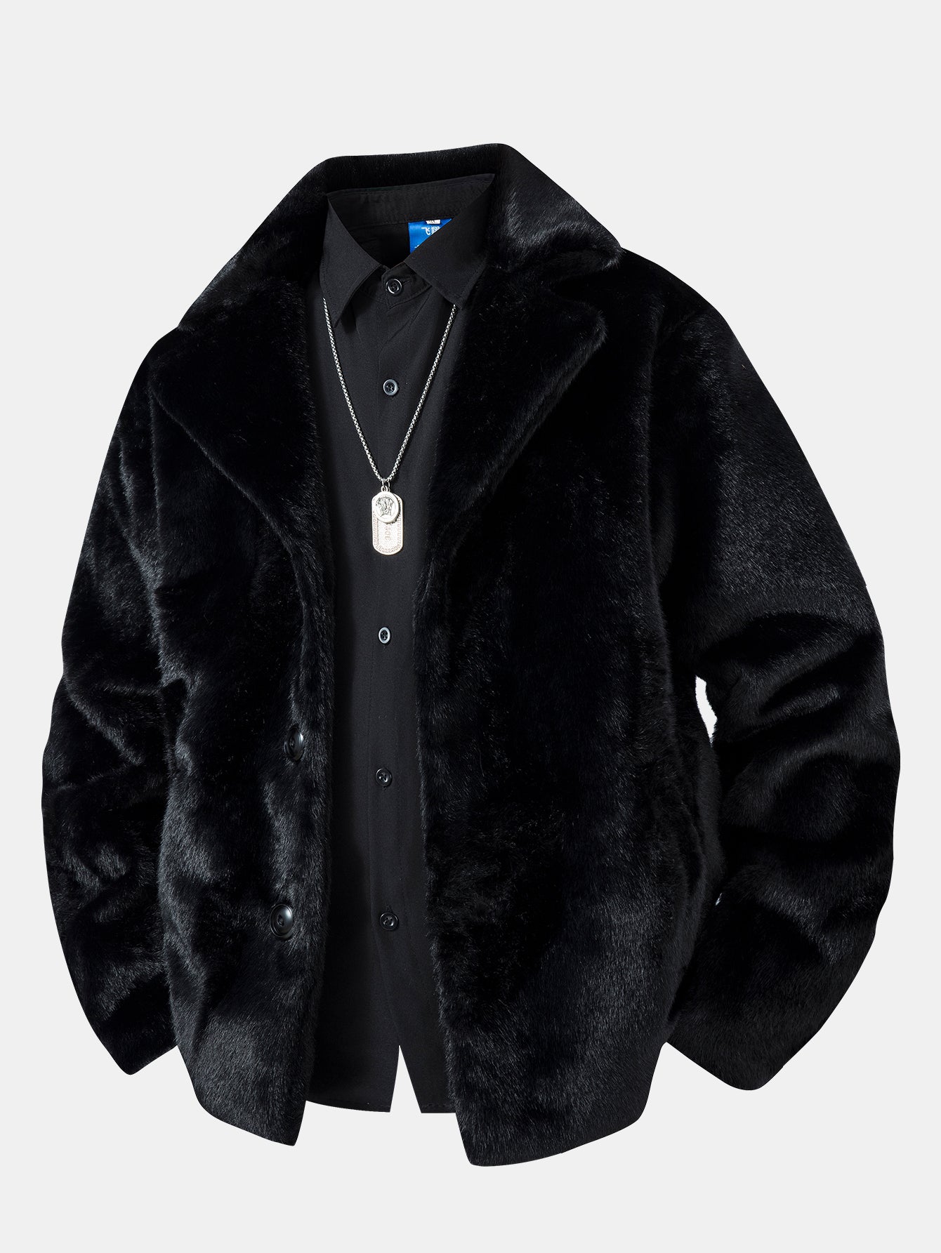 Faux Fur Notch Lapel Coat