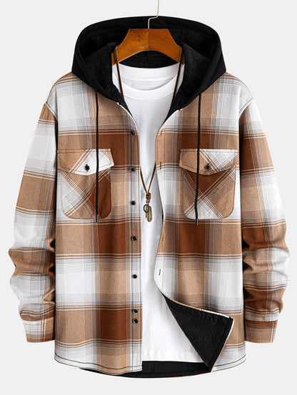 Fleece Lined Flannel Hooded Shirt