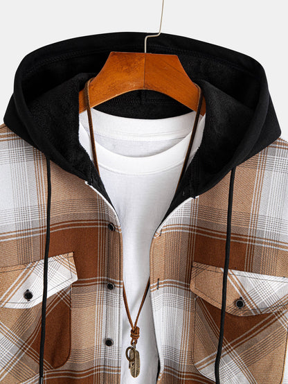 Fleece Lined Flannel Hooded Shirt