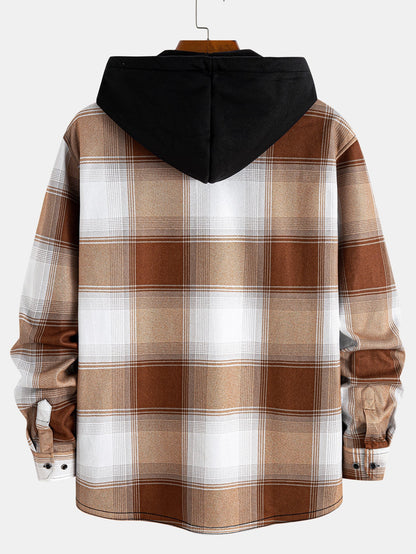 Fleece Lined Flannel Hooded Shirt