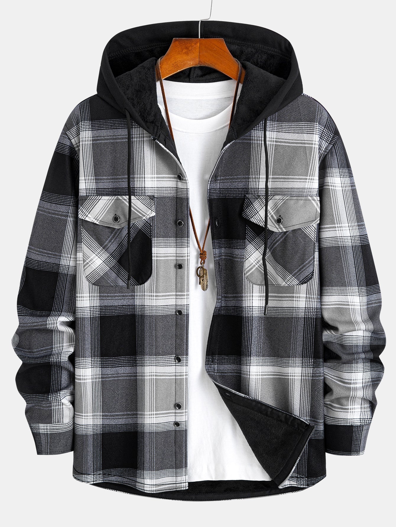 Fleece Lined Flannel Hooded Shirt