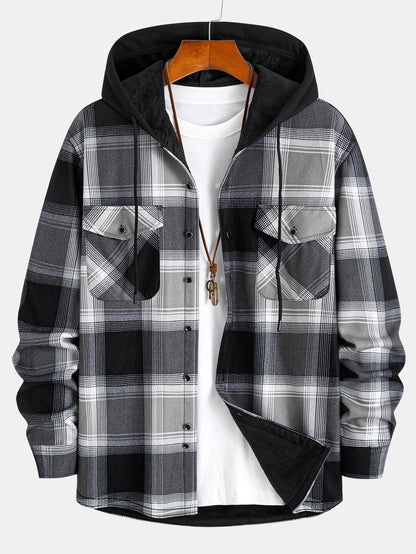 Fleece Lined Flannel Hooded Shirt