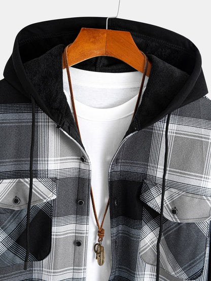 Fleece Lined Flannel Hooded Shirt