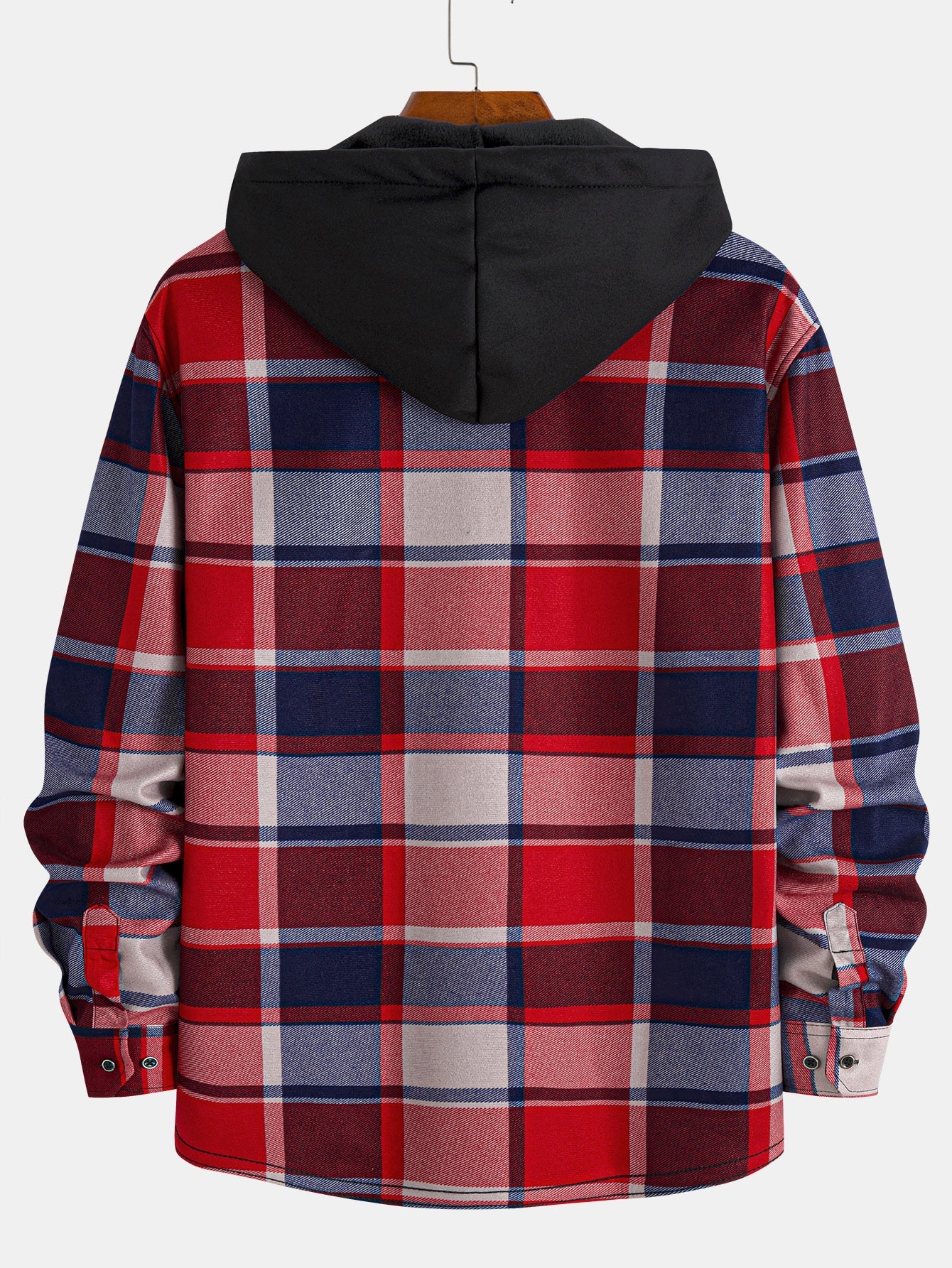 Flannel Fleece Lined Hooded Button Up Shirt