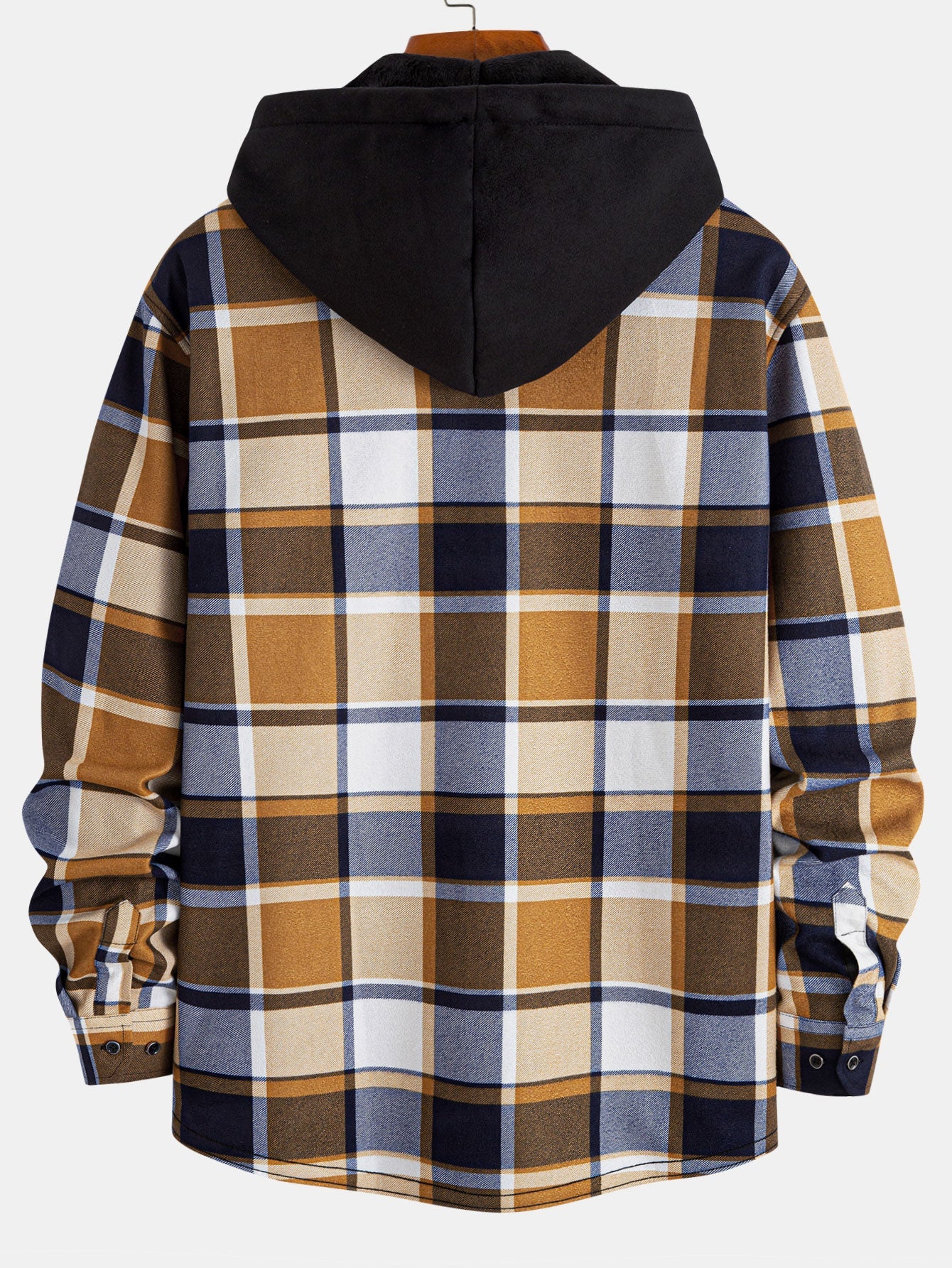 Flannel Fleece Lined Hooded Button Up Shirt