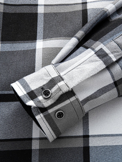 Flannel Fleece Lined Hooded Button Up Shirt