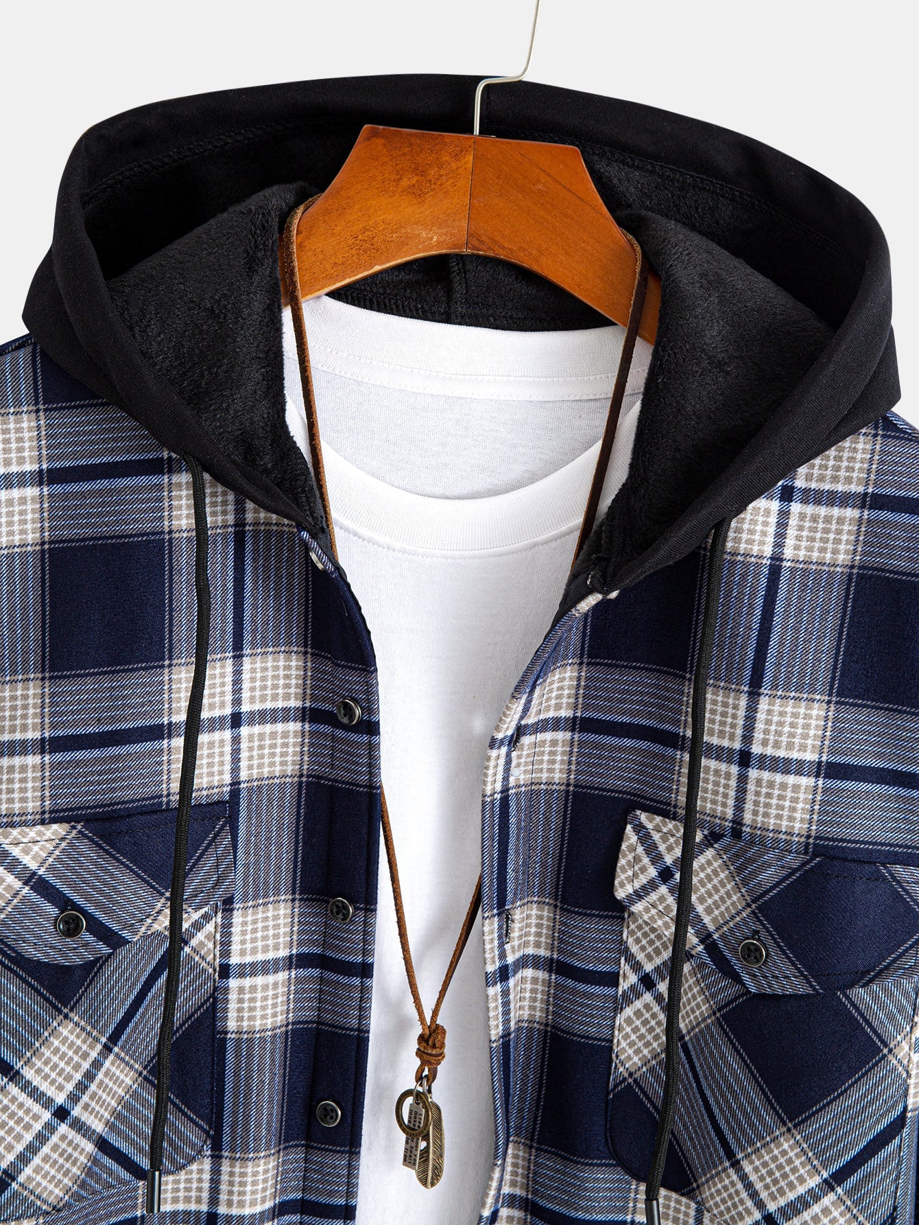 Flannel Fleece Lined Hooded Shirt