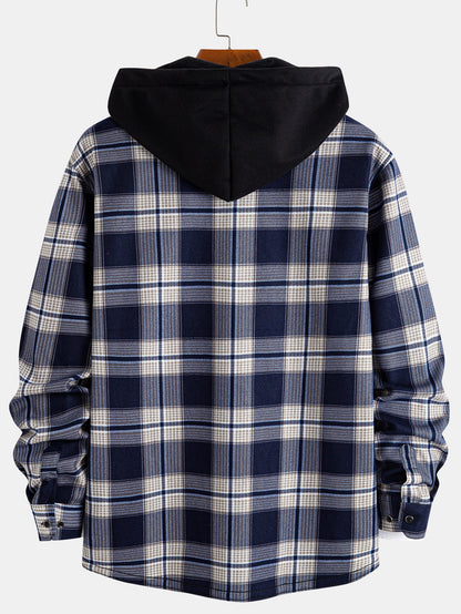 Flannel Fleece Lined Hooded Shirt