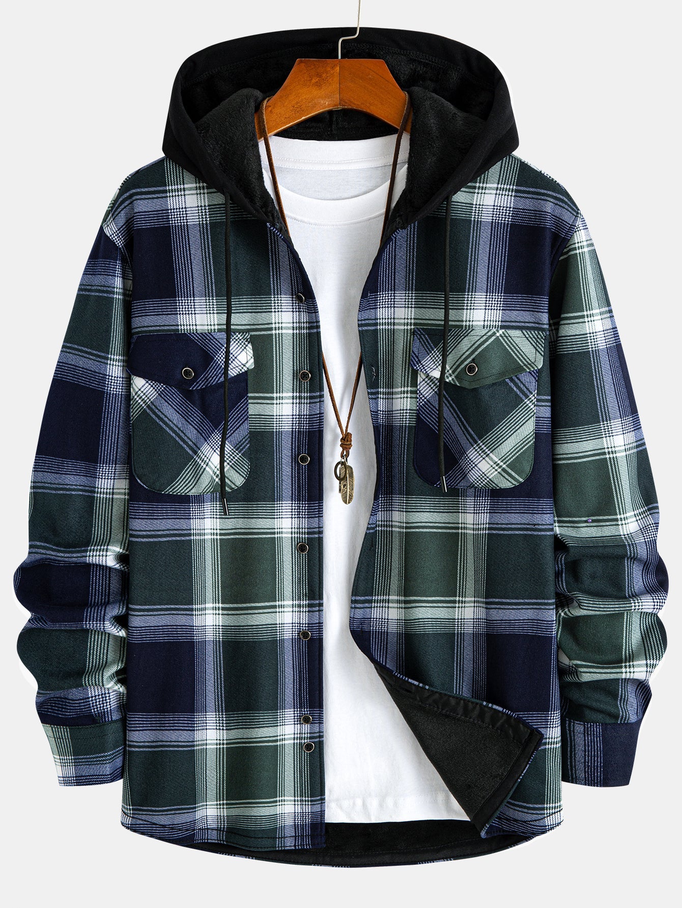 Fleece Lined Flannel Hooded Shirt