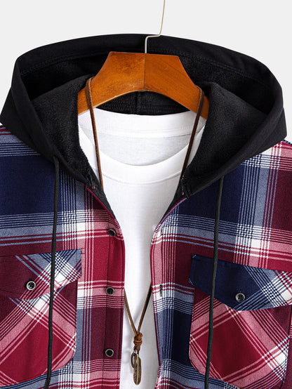 Fleece Lined Flannel Hooded Shirt