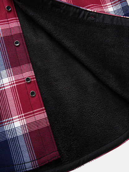 Fleece Lined Flannel Hooded Shirt