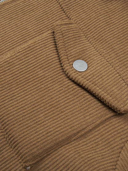 Teddy Lined Zipper Corduroy Jacket