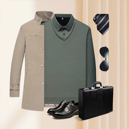 🔥49% DE RÉDUCTION ! 🍂 Chemise à Col Rayé 2 Pièces -