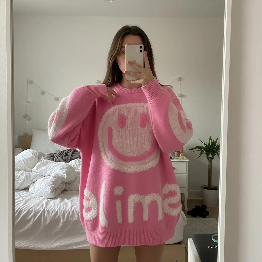Oversized Fuzzy Smile Sweater