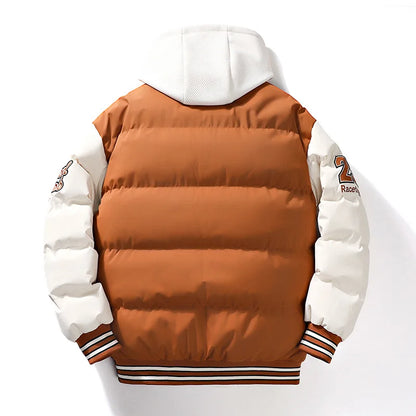 MAYFAIR HOODED VARSITY PUFFER
