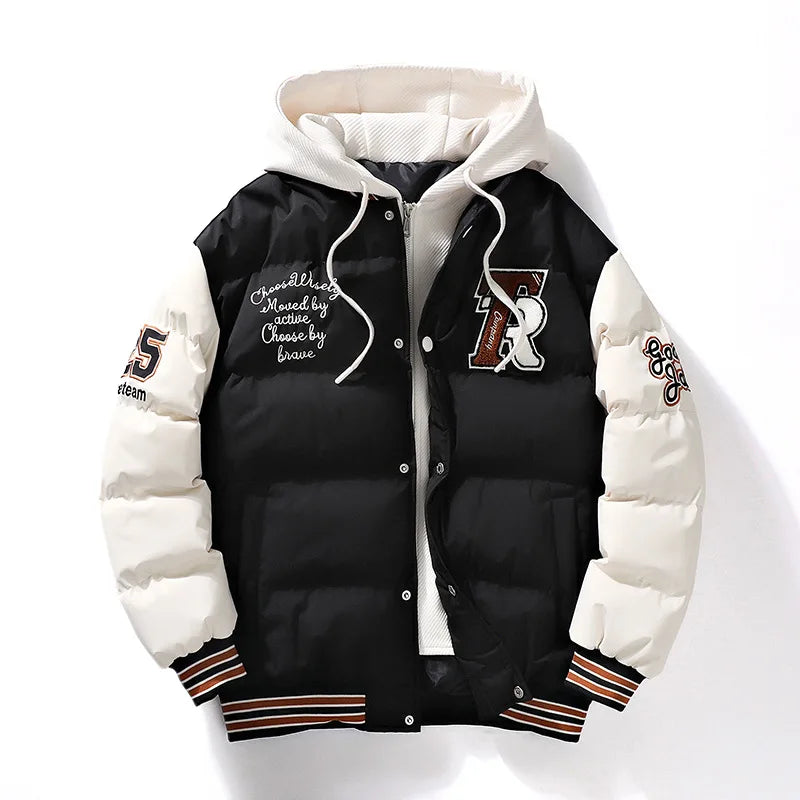 MAYFAIR HOODED VARSITY PUFFER