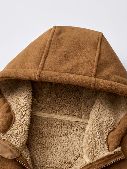 Teddy Lined Polar Fleece Hooded Jacket