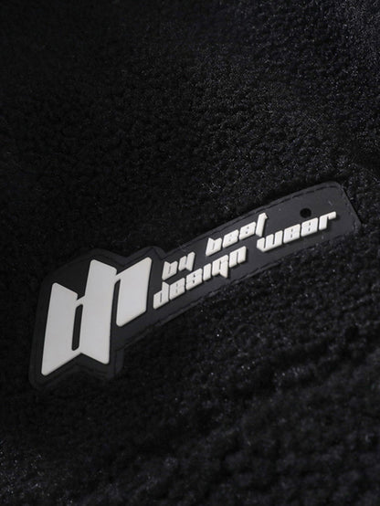 Teddy Fleece Checkerboard Stand Collar Jacket