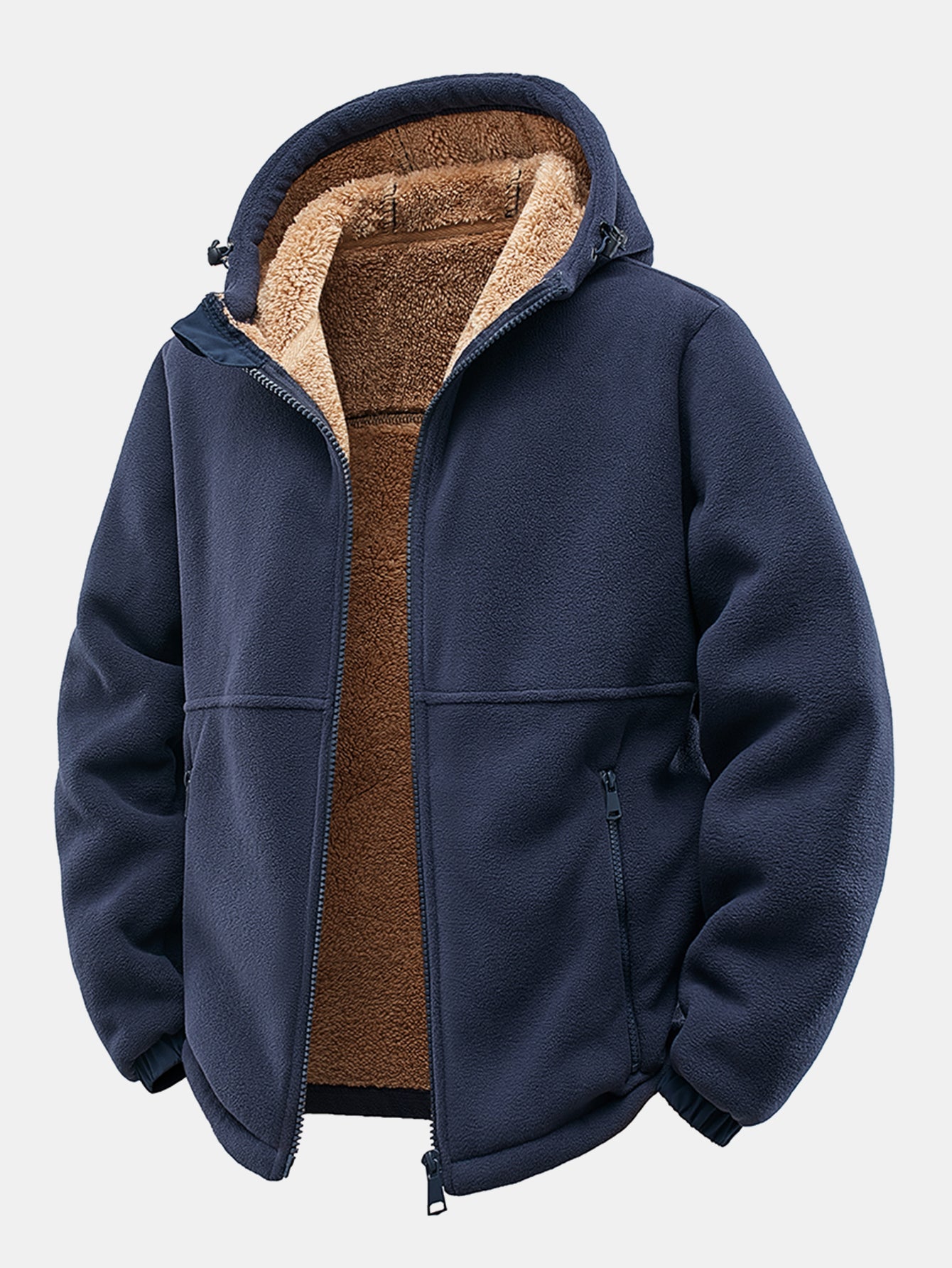 Teddy Lined Polar Fleece Hooded Jacket