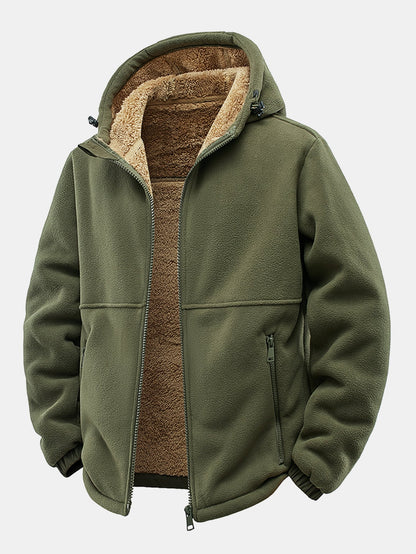 Teddy Lined Polar Fleece Hooded Jacket