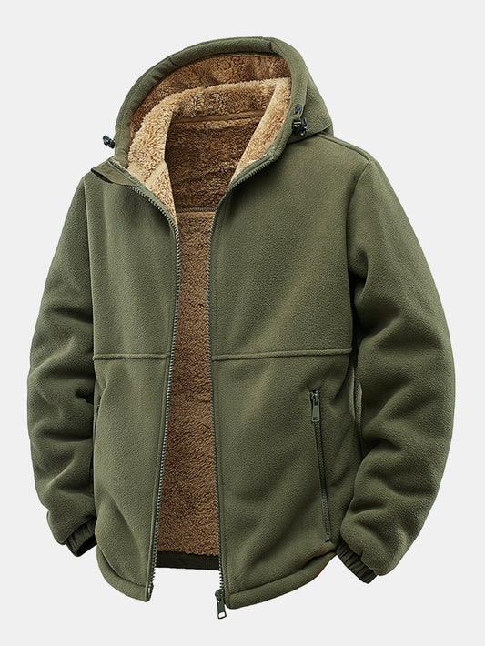 Teddy Lined Polar Fleece Hooded Jacket