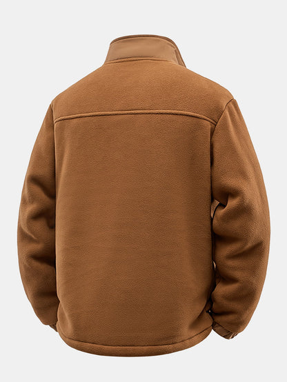 Teddy Lined Polar Fleece Zip-Up Stand Collar Jacket