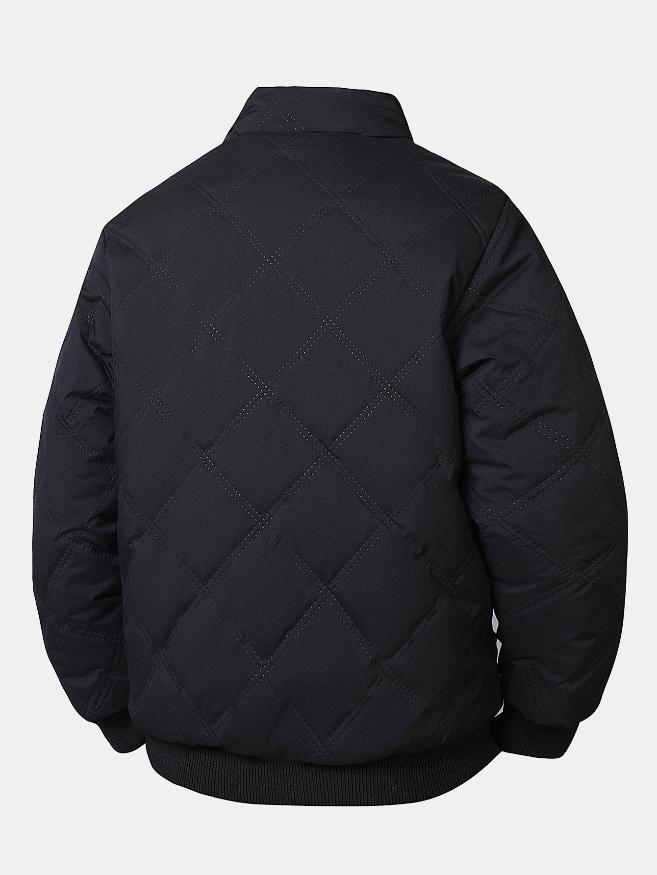 Faux Fur Lined Quilted Stand Collar Jacket