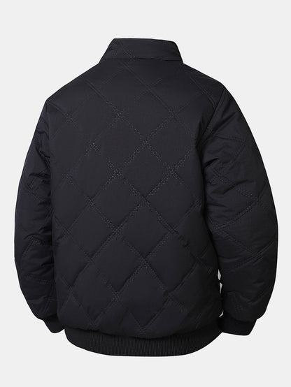 Faux Fur Lined Quilted Stand Collar Jacket