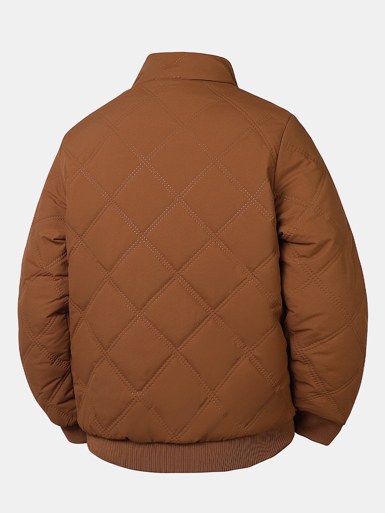 Faux Fur Lined Quilted Stand Collar Jacket