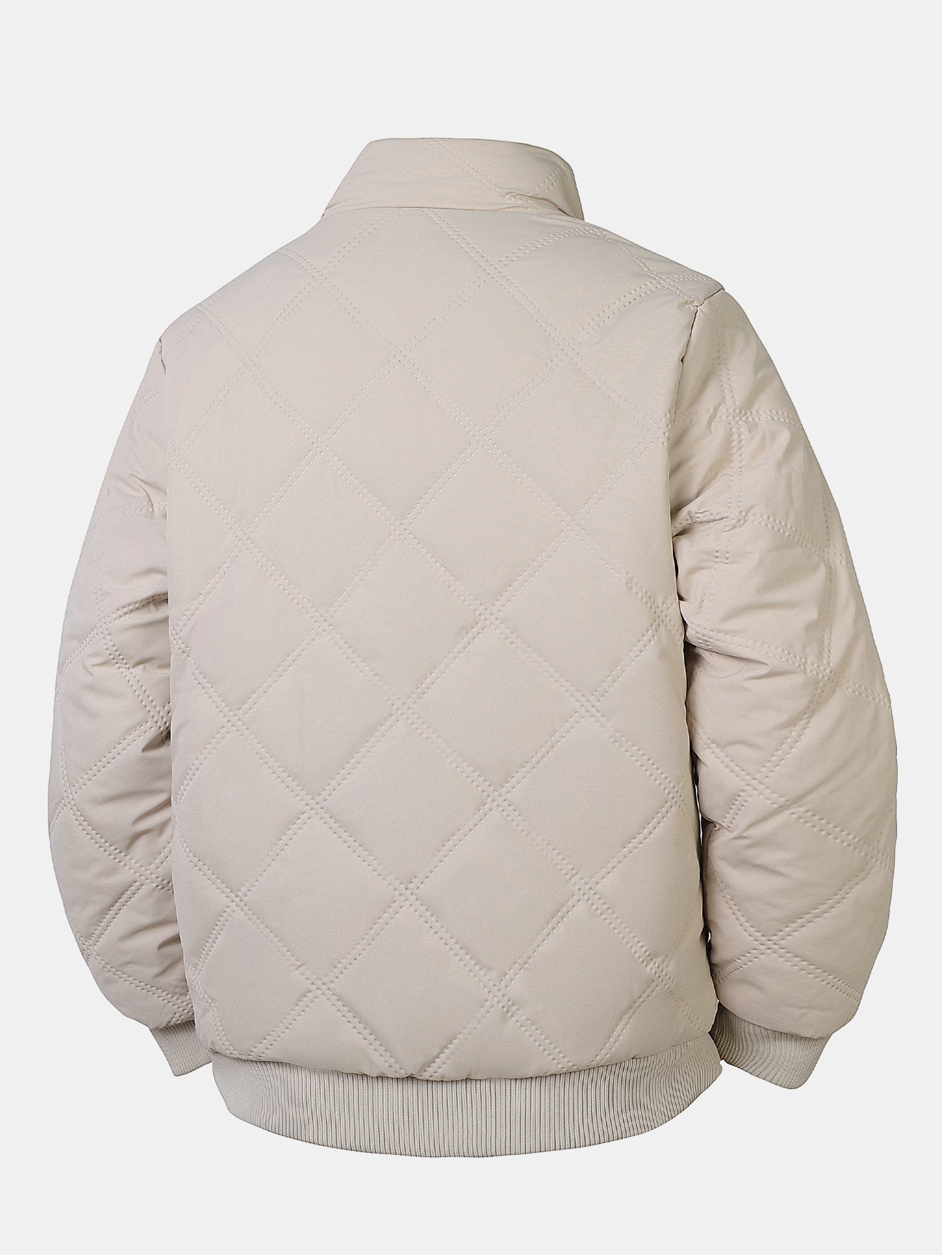 Faux Fur Lined Quilted Stand Collar Jacket