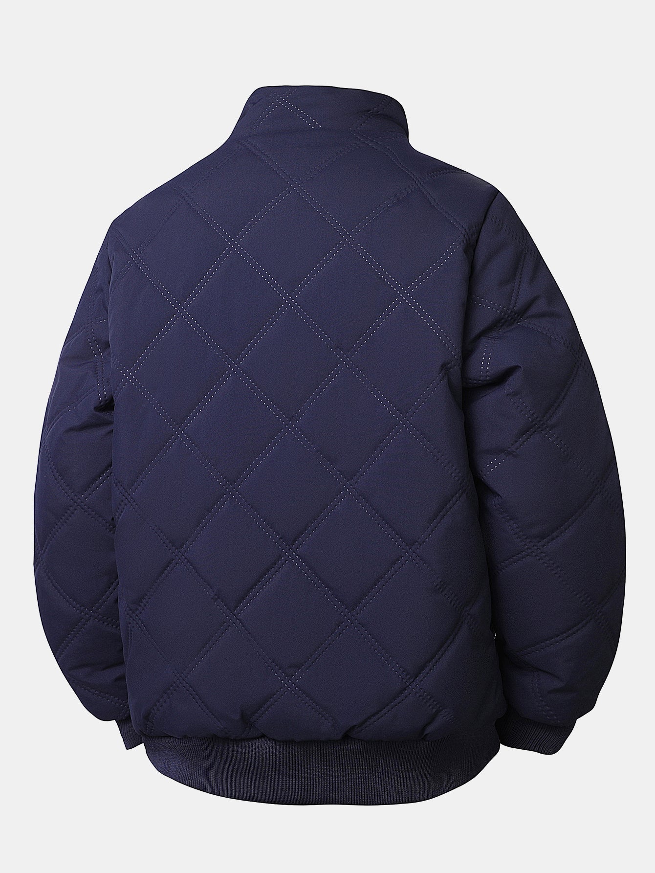 Faux Fur Lined Quilted Stand Collar Jacket